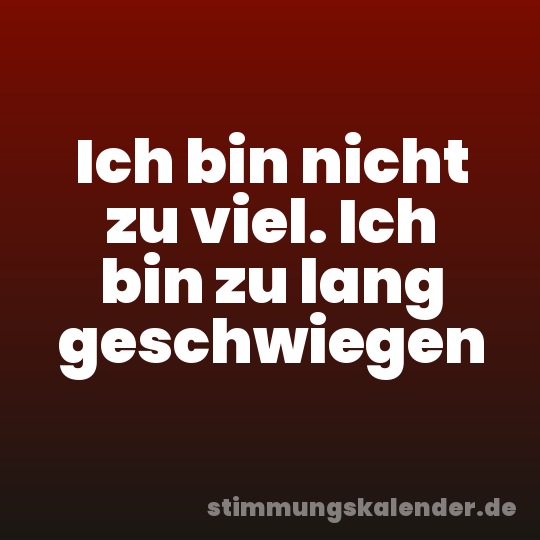 Ich bin nicht zu viel. Ich bin zu lang geschwiegen