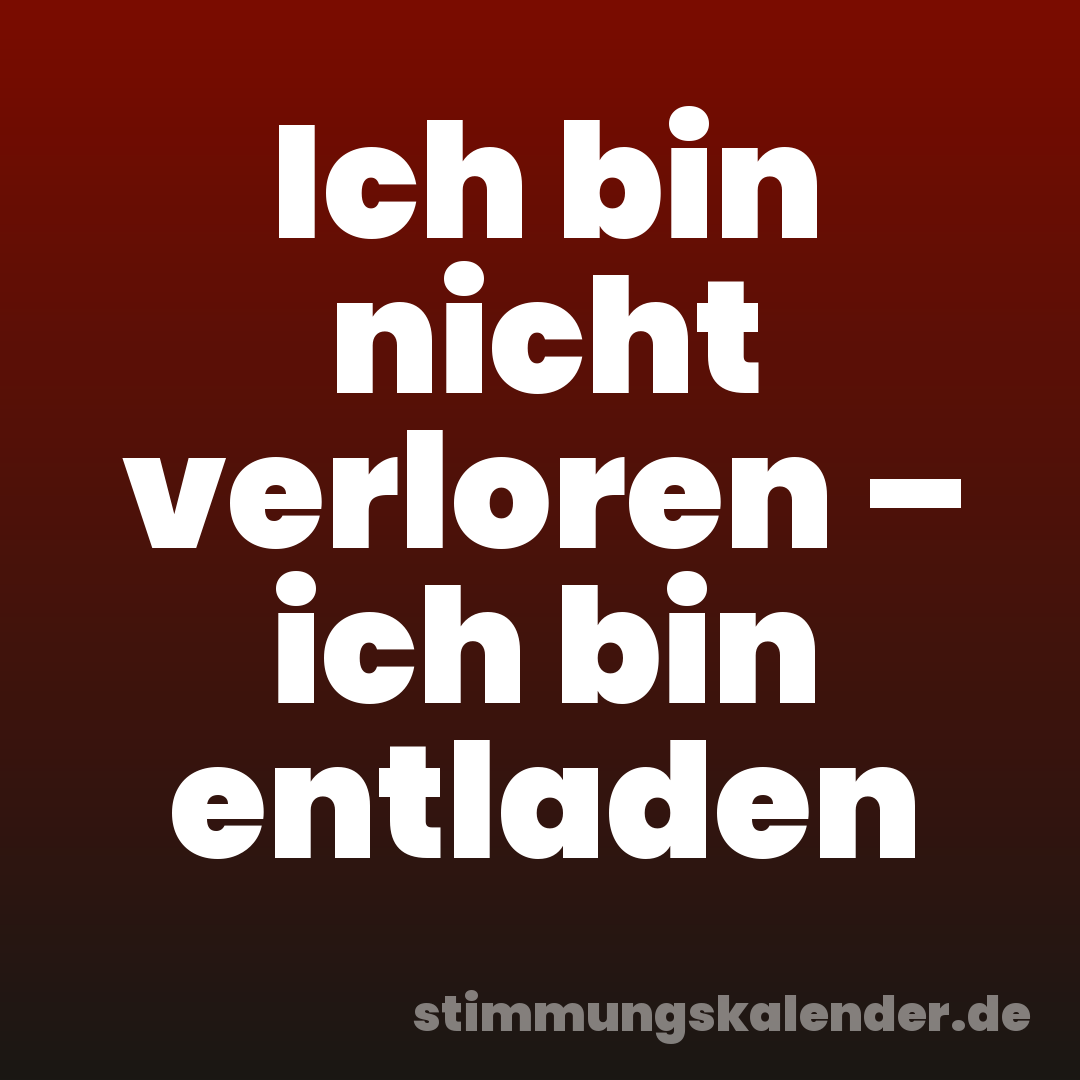 Ich bin nicht verloren – ich bin entladen