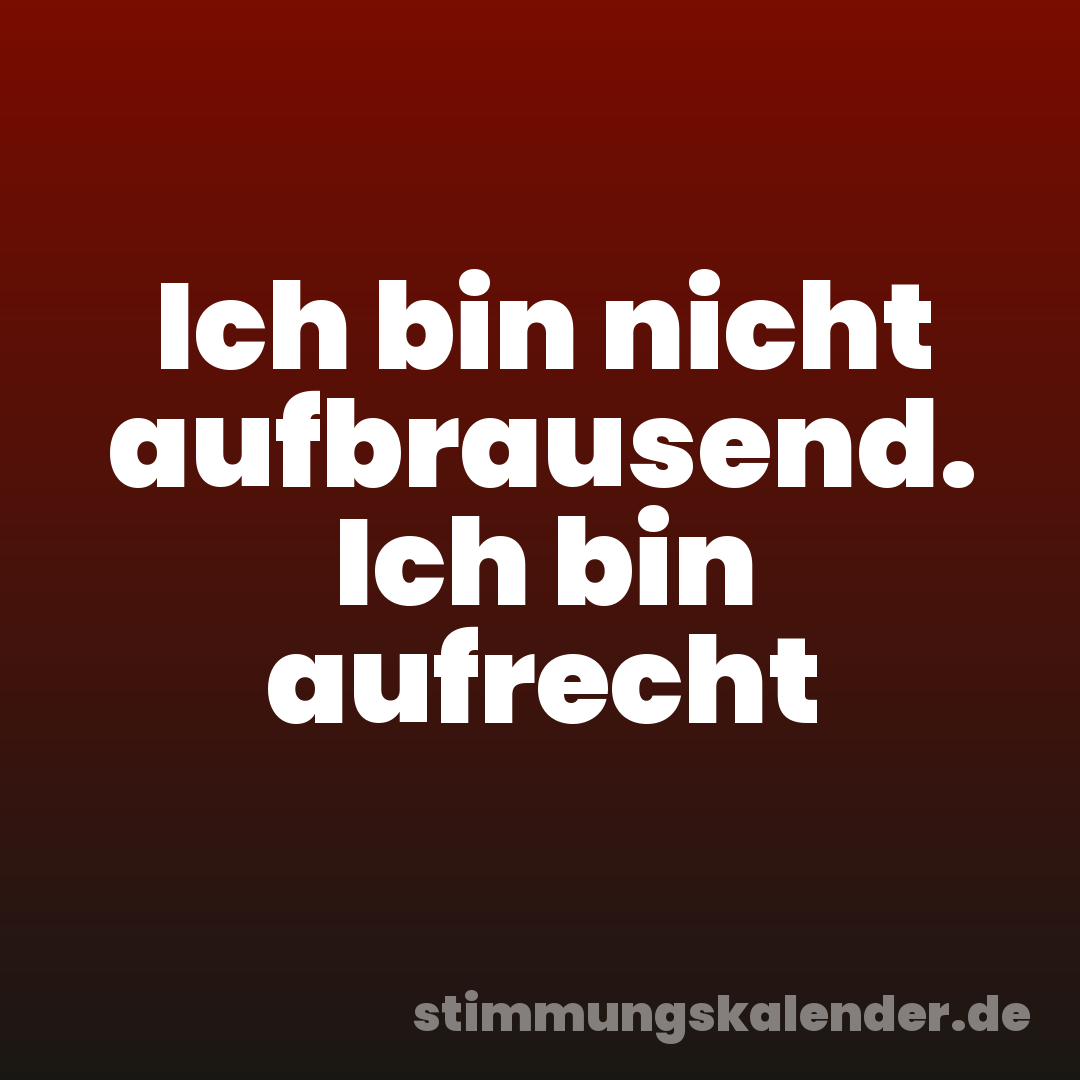 Ich bin nicht aufbrausend. Ich bin aufrecht