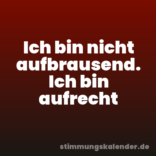 Ich bin nicht aufbrausend. Ich bin aufrecht