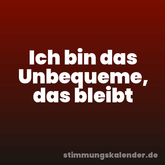 Ich bin das Unbequeme, das bleibt