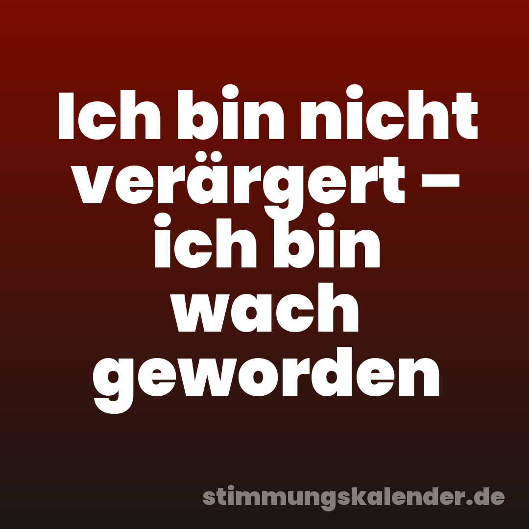 Ich bin nicht verärgert – ich bin wach geworden