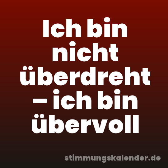 Ich bin nicht überdreht – ich bin übervoll