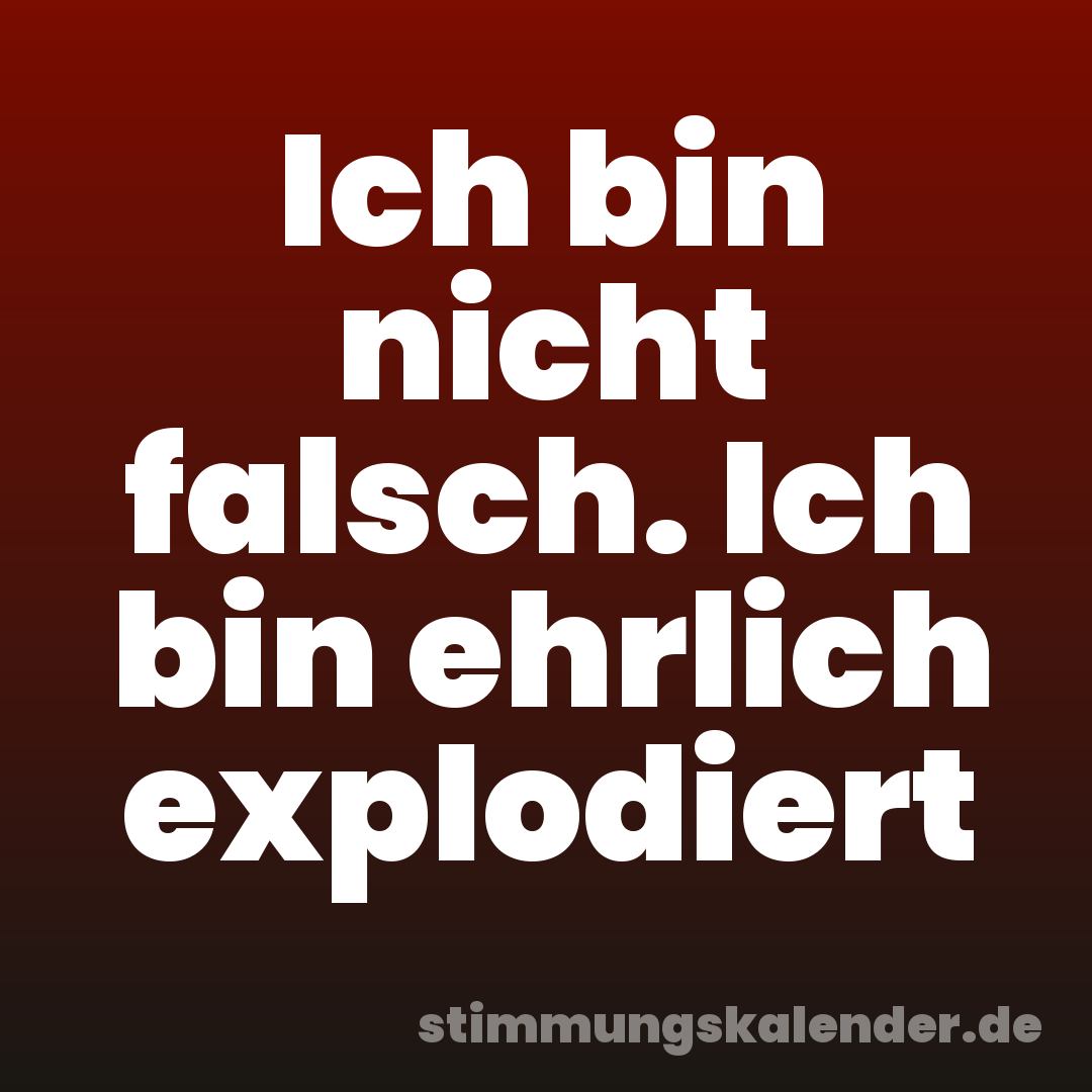 Ich bin nicht falsch. Ich bin ehrlich explodiert