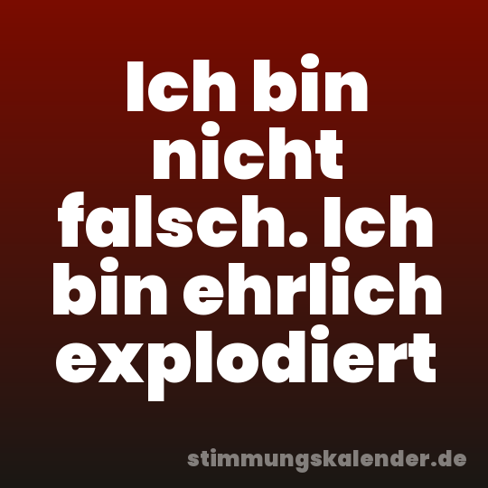 Ich bin nicht falsch. Ich bin ehrlich explodiert