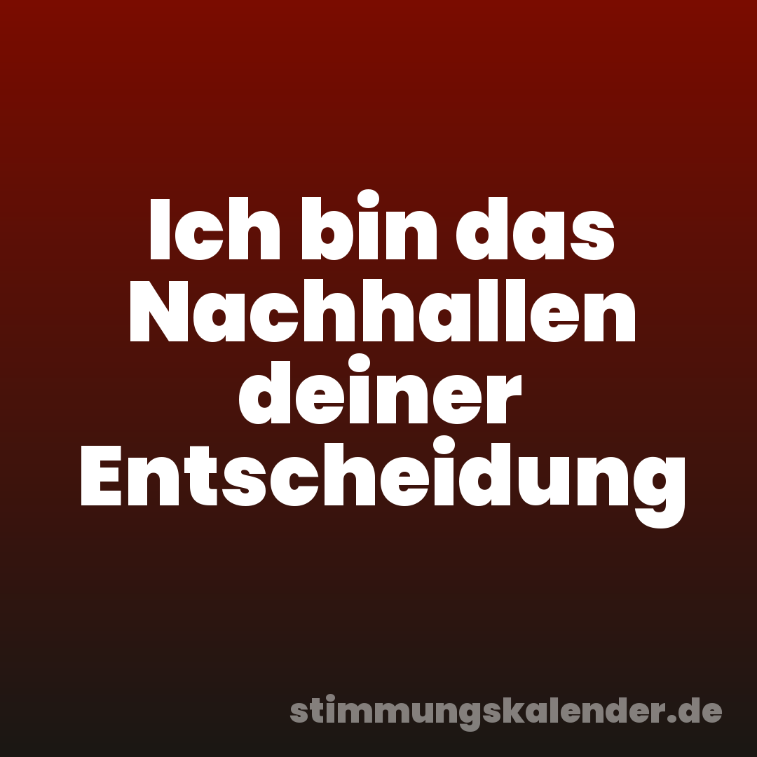 Ich bin das Nachhallen deiner Entscheidung