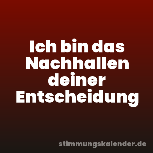 Ich bin das Nachhallen deiner Entscheidung