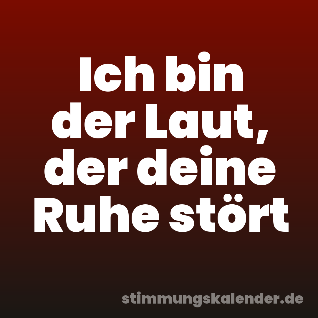 Ich bin der Laut, der deine Ruhe stört