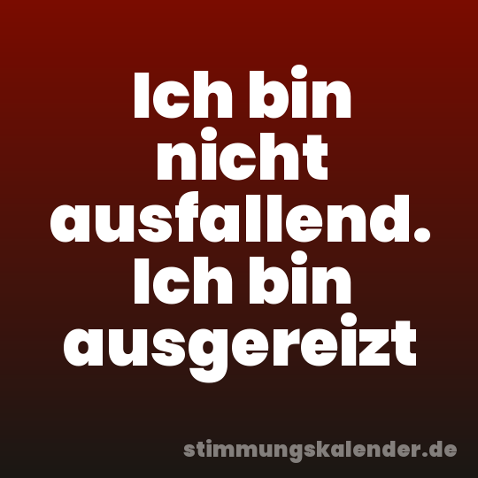 Ich bin nicht ausfallend. Ich bin ausgereizt