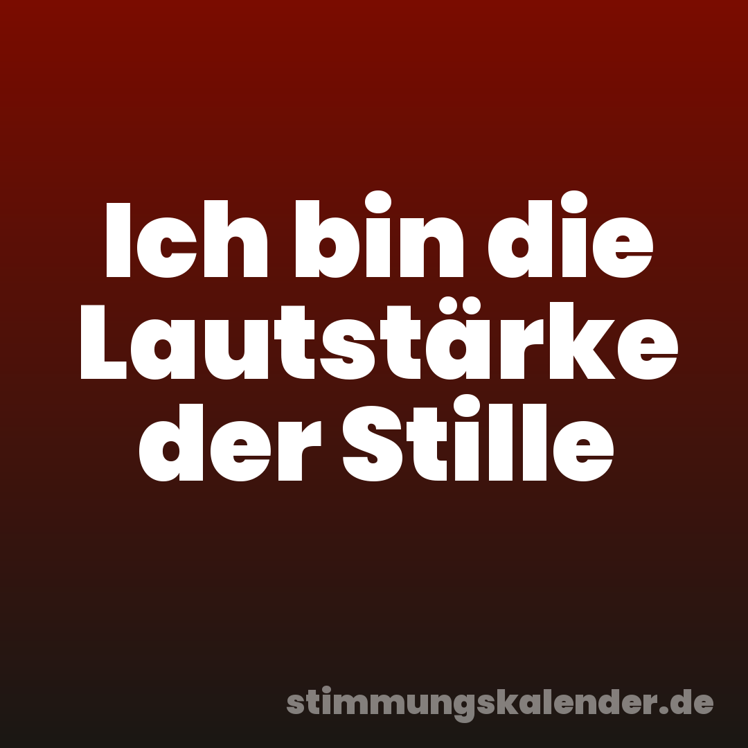 Ich bin die Lautstärke der Stille