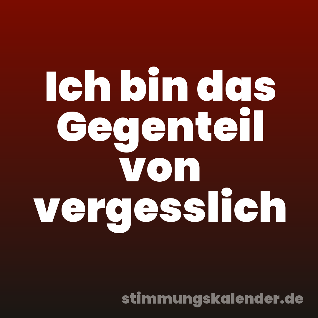 Ich bin das Gegenteil von vergesslich