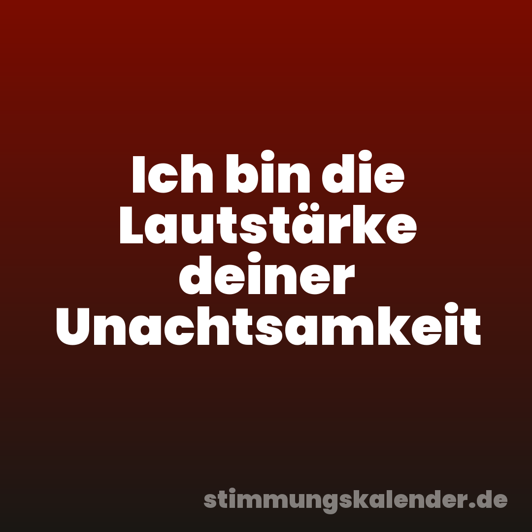 Ich bin die Lautstärke deiner Unachtsamkeit