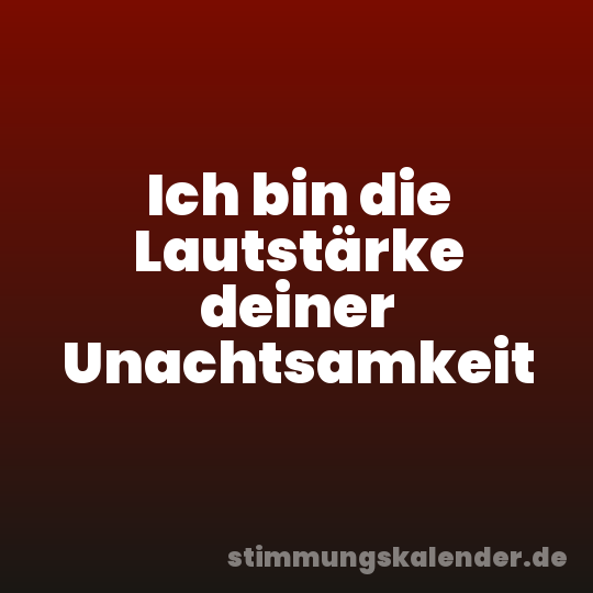 Ich bin die Lautstärke deiner Unachtsamkeit