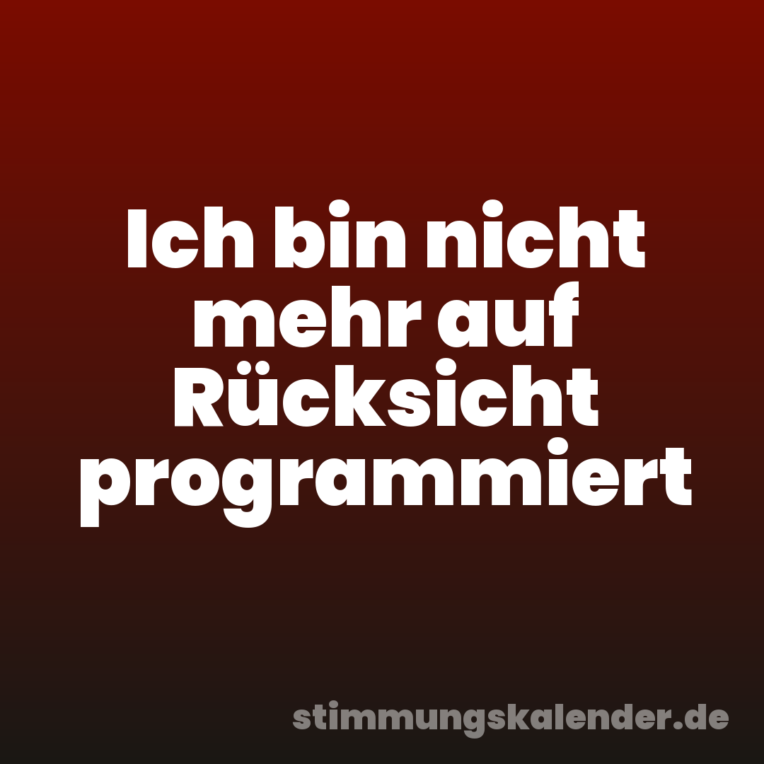 Ich bin nicht mehr auf Rücksicht programmiert