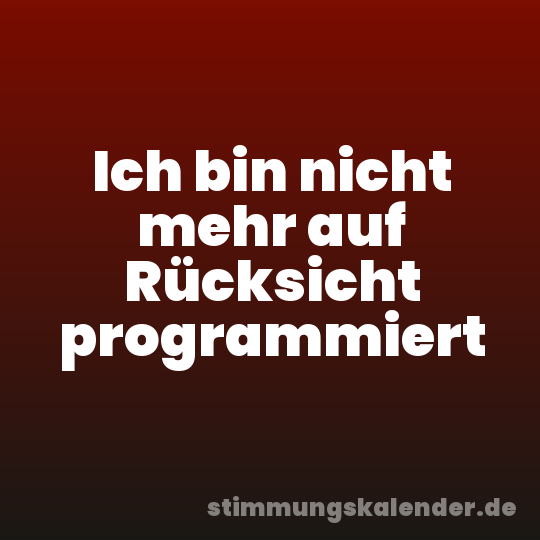 Ich bin nicht mehr auf Rücksicht programmiert