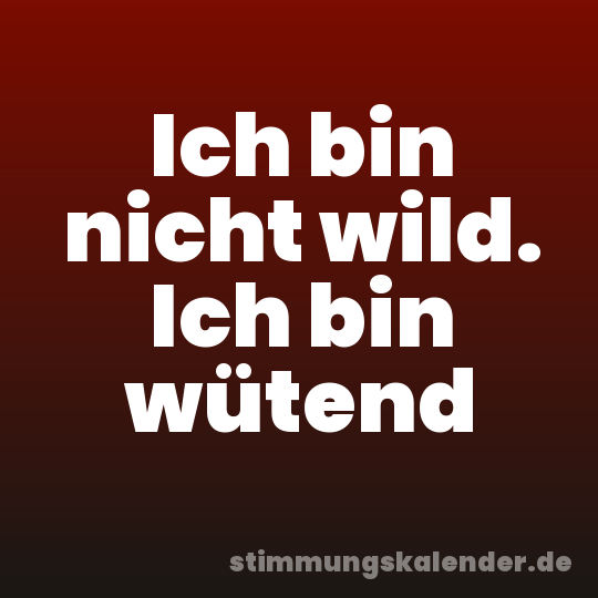 Ich bin nicht wild. Ich bin wütend