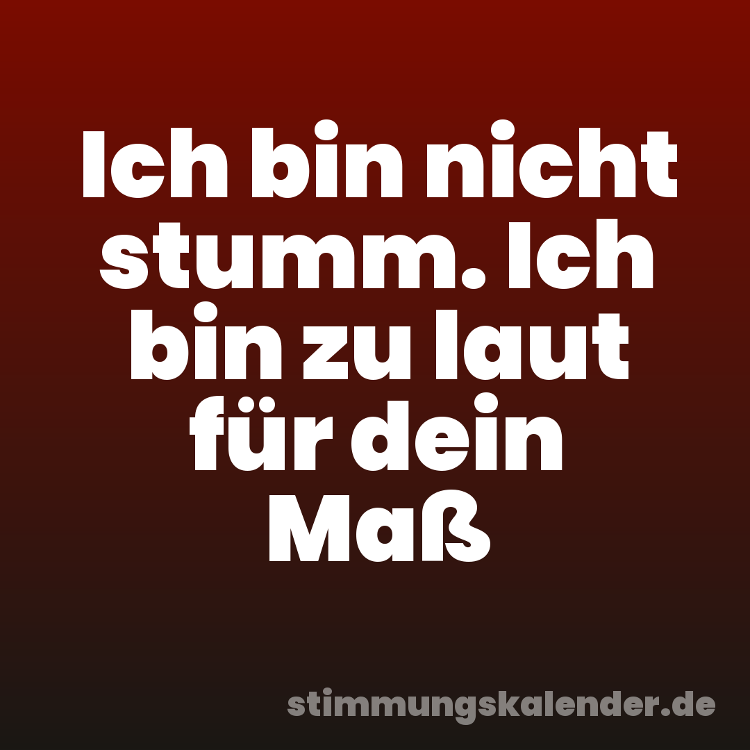 Ich bin nicht stumm. Ich bin zu laut für dein Maß