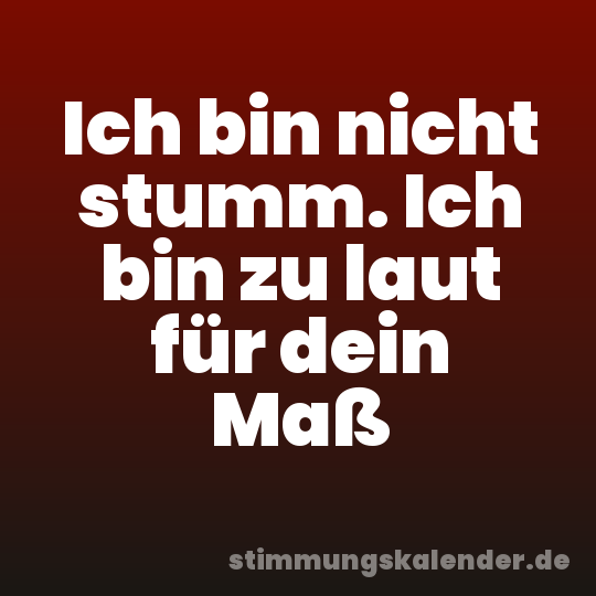 Ich bin nicht stumm. Ich bin zu laut für dein Maß