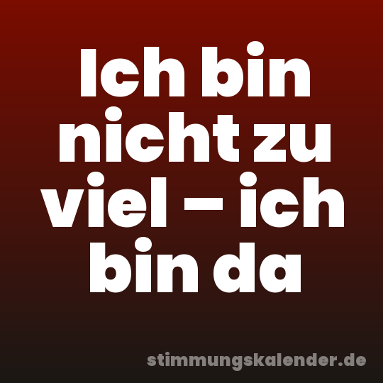 Ich bin nicht zu viel – ich bin da