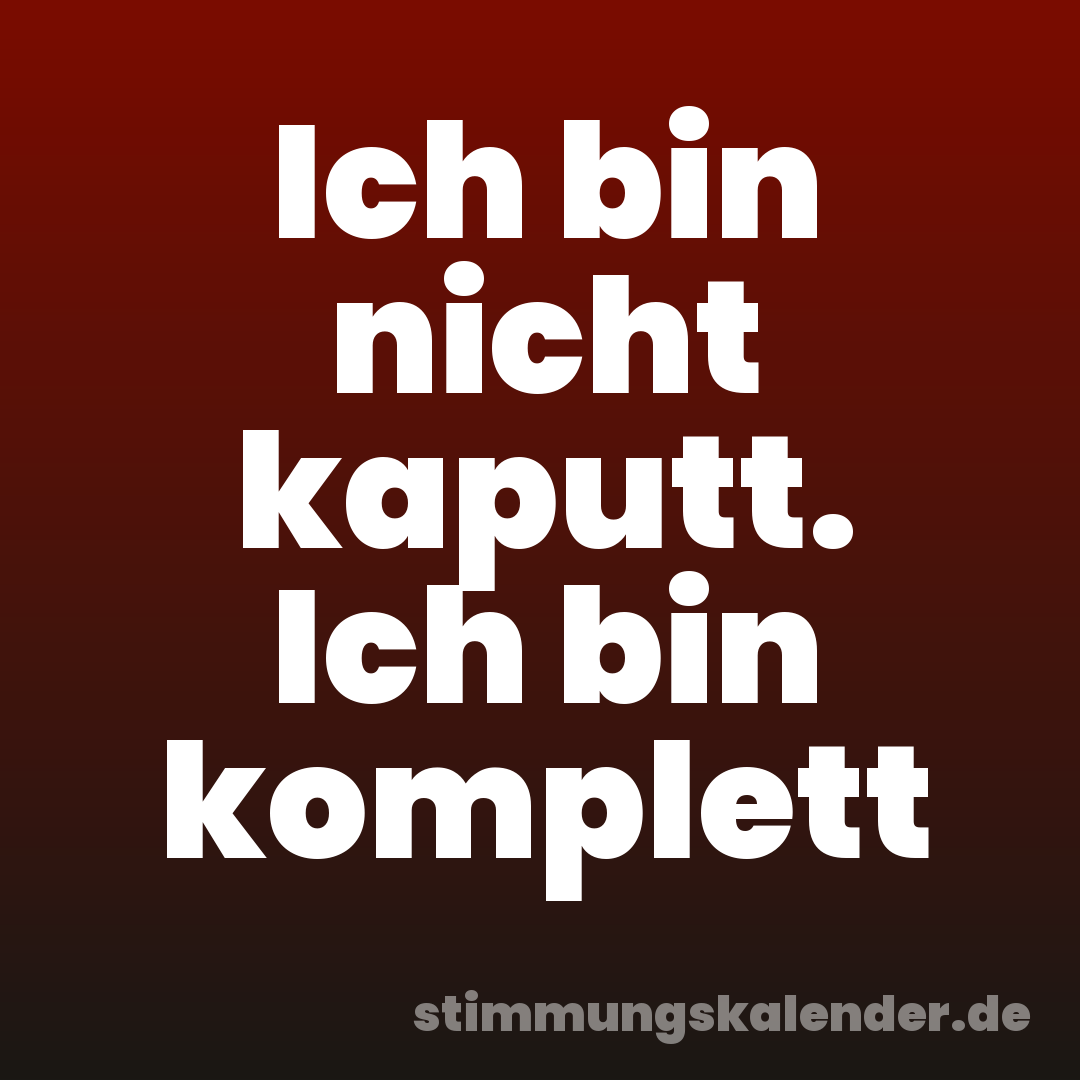 Ich bin nicht kaputt. Ich bin komplett