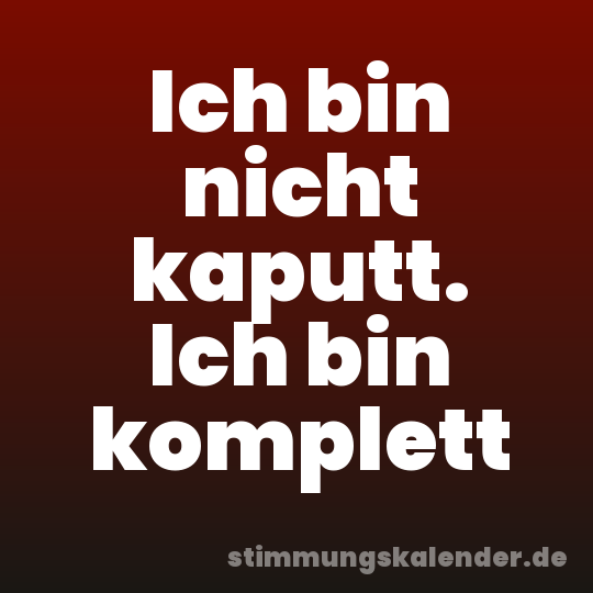 Ich bin nicht kaputt. Ich bin komplett