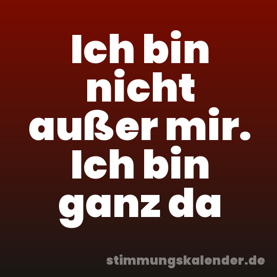 Ich bin nicht außer mir. Ich bin ganz da