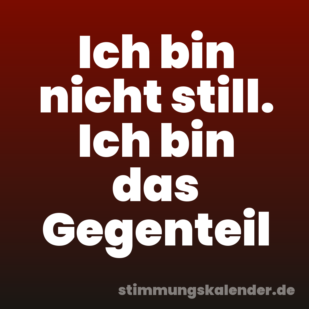 Ich bin nicht still. Ich bin das Gegenteil