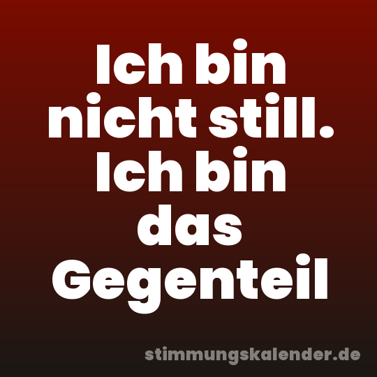 Ich bin nicht still. Ich bin das Gegenteil