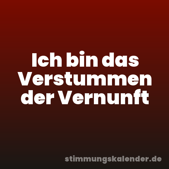 Ich bin das Verstummen der Vernunft