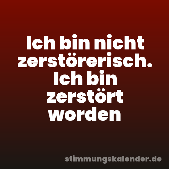 Ich bin nicht zerstörerisch. Ich bin zerstört worden