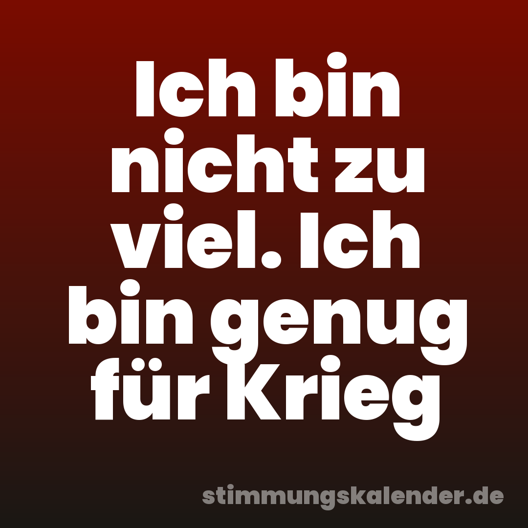 Ich bin nicht zu viel. Ich bin genug für Krieg