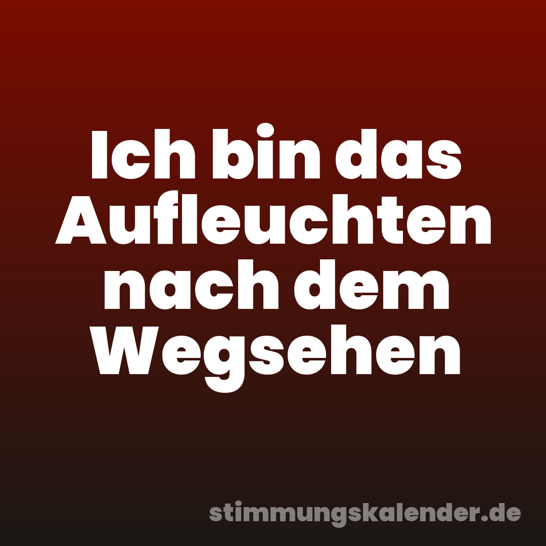 Ich bin das Aufleuchten nach dem Wegsehen