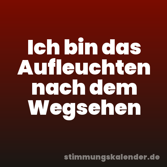 Ich bin das Aufleuchten nach dem Wegsehen