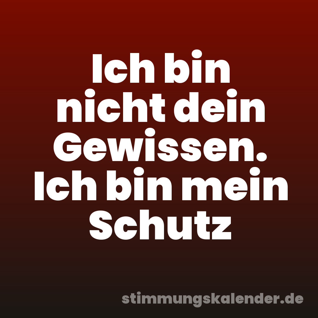 Ich bin nicht dein Gewissen. Ich bin mein Schutz
