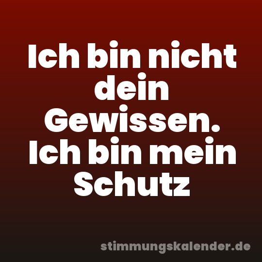 Ich bin nicht dein Gewissen. Ich bin mein Schutz