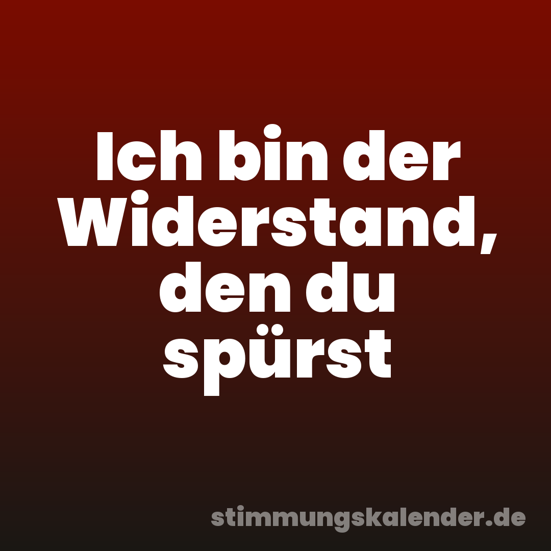 Ich bin der Widerstand, den du spürst