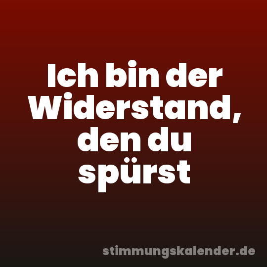 Ich bin der Widerstand, den du spürst