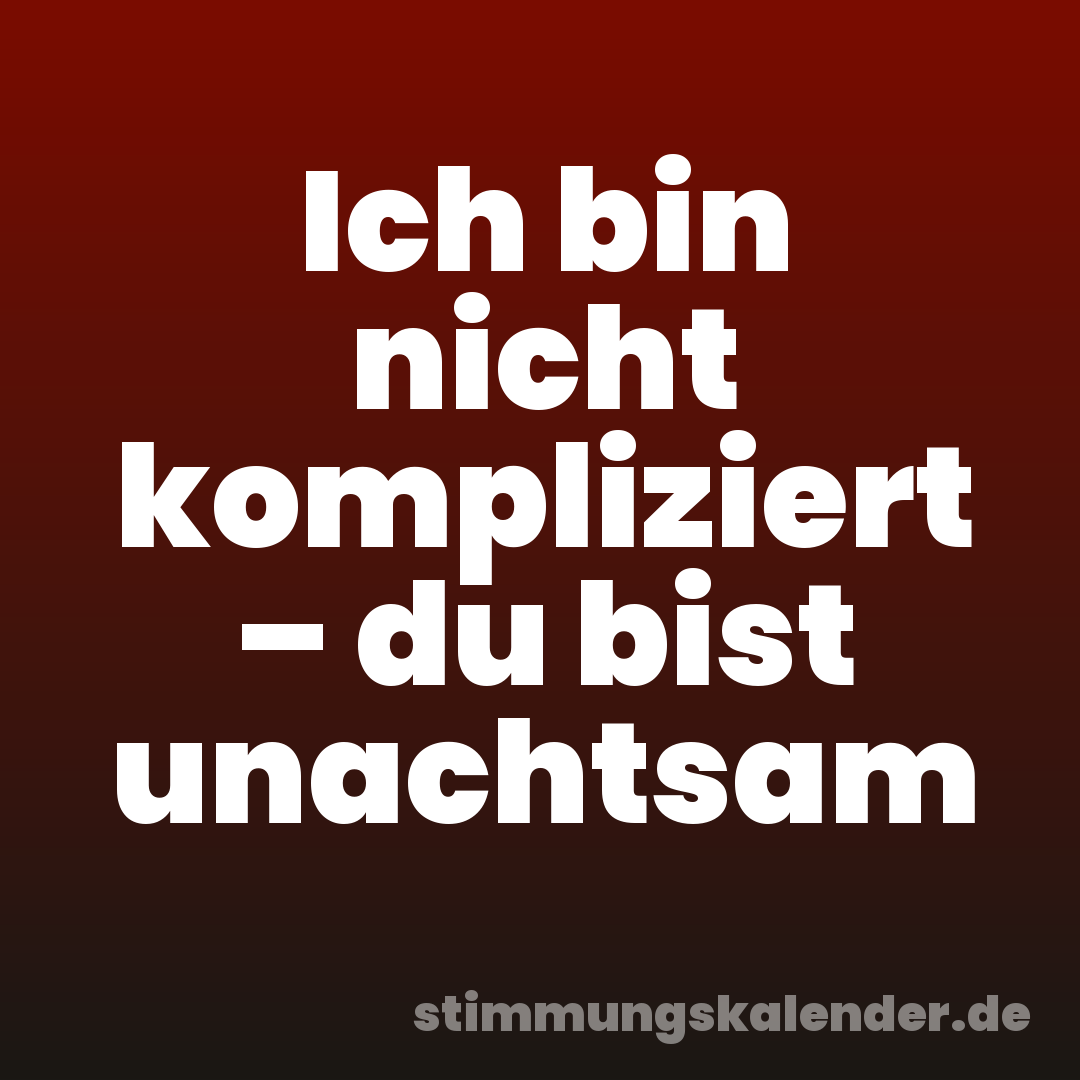 Ich bin nicht kompliziert – du bist unachtsam