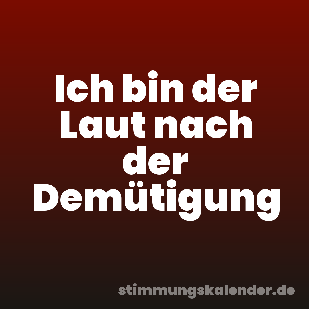 Ich bin der Laut nach der Demütigung
