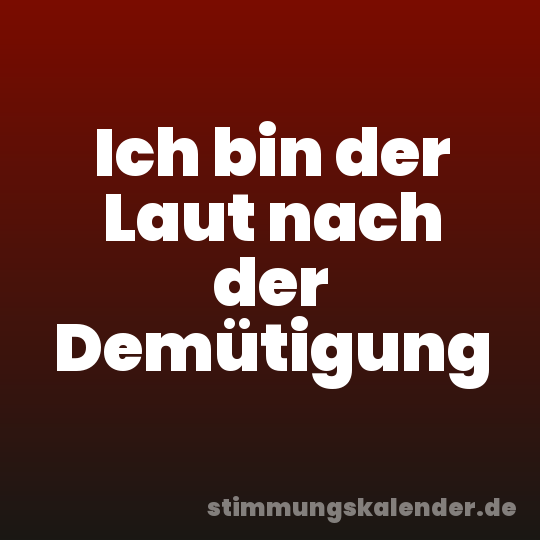 Ich bin der Laut nach der Demütigung