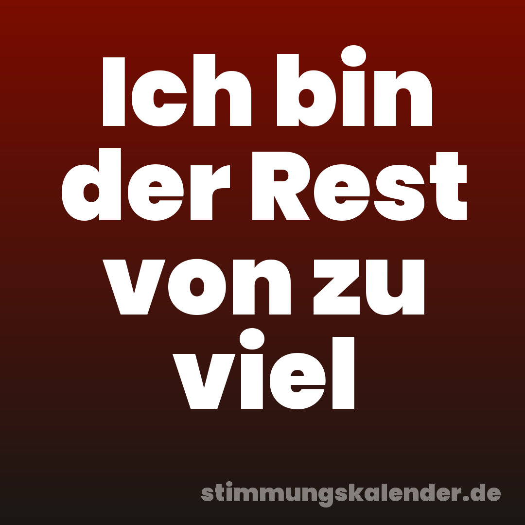 Ich bin der Rest von zu viel