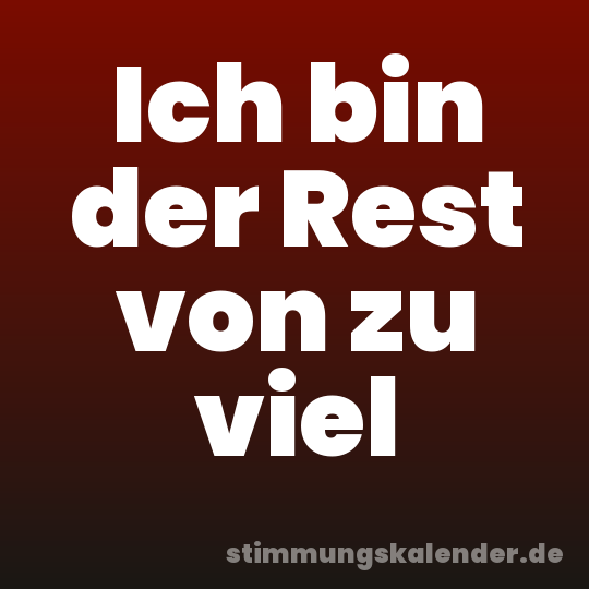 Ich bin der Rest von zu viel