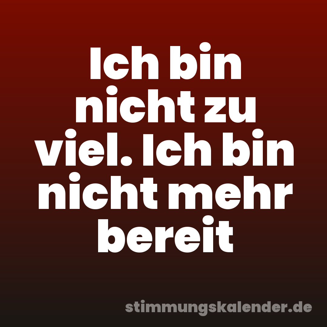 Ich bin nicht zu viel. Ich bin nicht mehr bereit