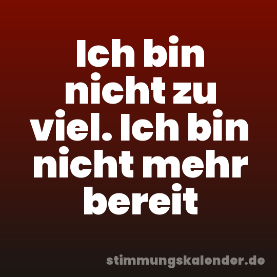 Ich bin nicht zu viel. Ich bin nicht mehr bereit
