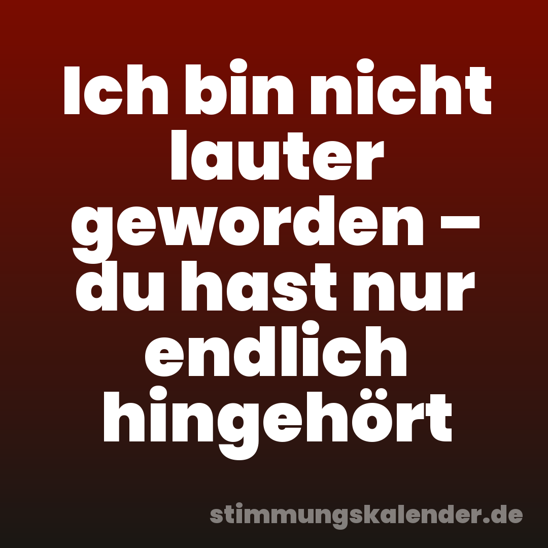 Ich bin nicht lauter geworden – du hast nur endlich hingehört