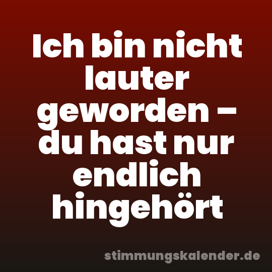 Ich bin nicht lauter geworden – du hast nur endlich hingehört