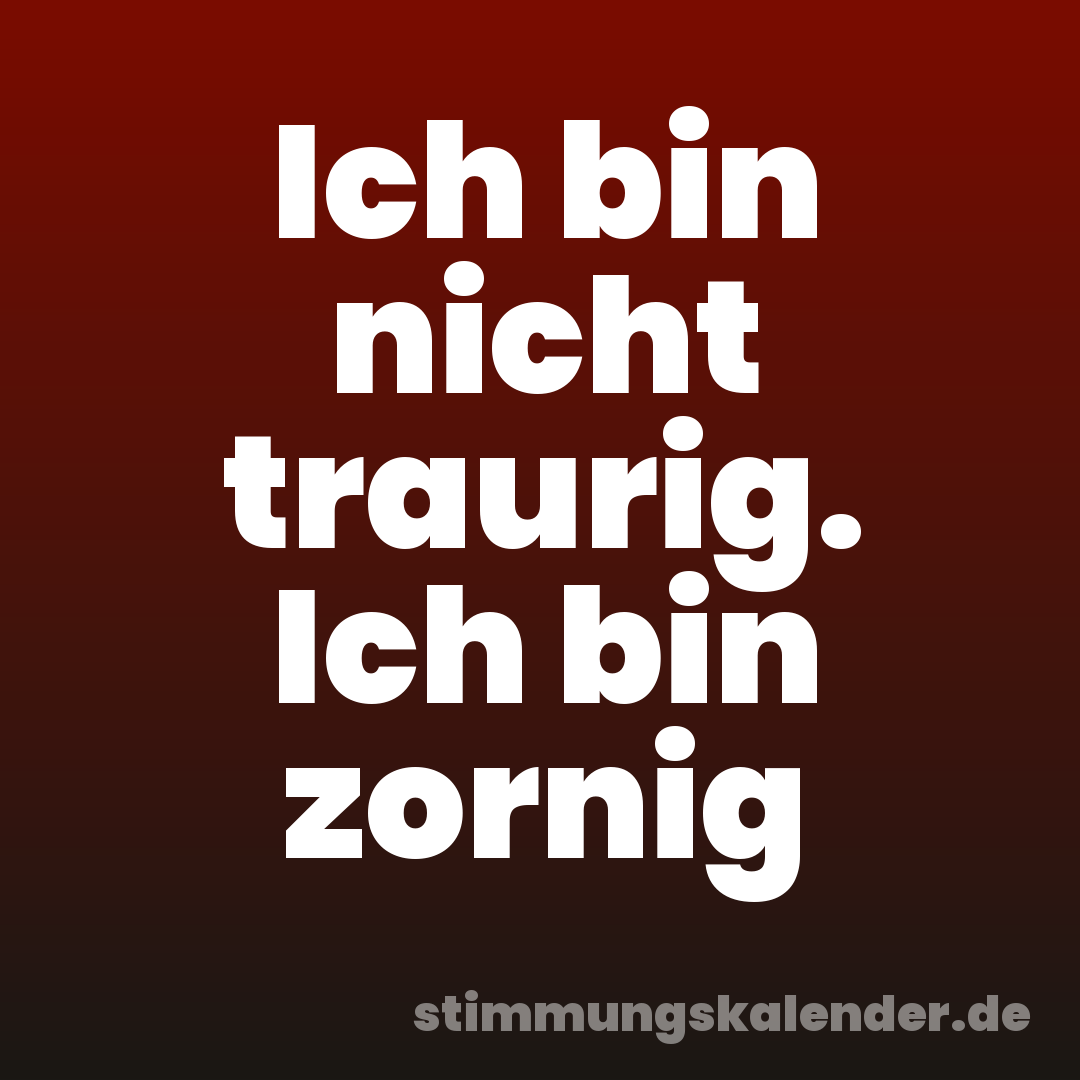 Ich bin nicht traurig. Ich bin zornig