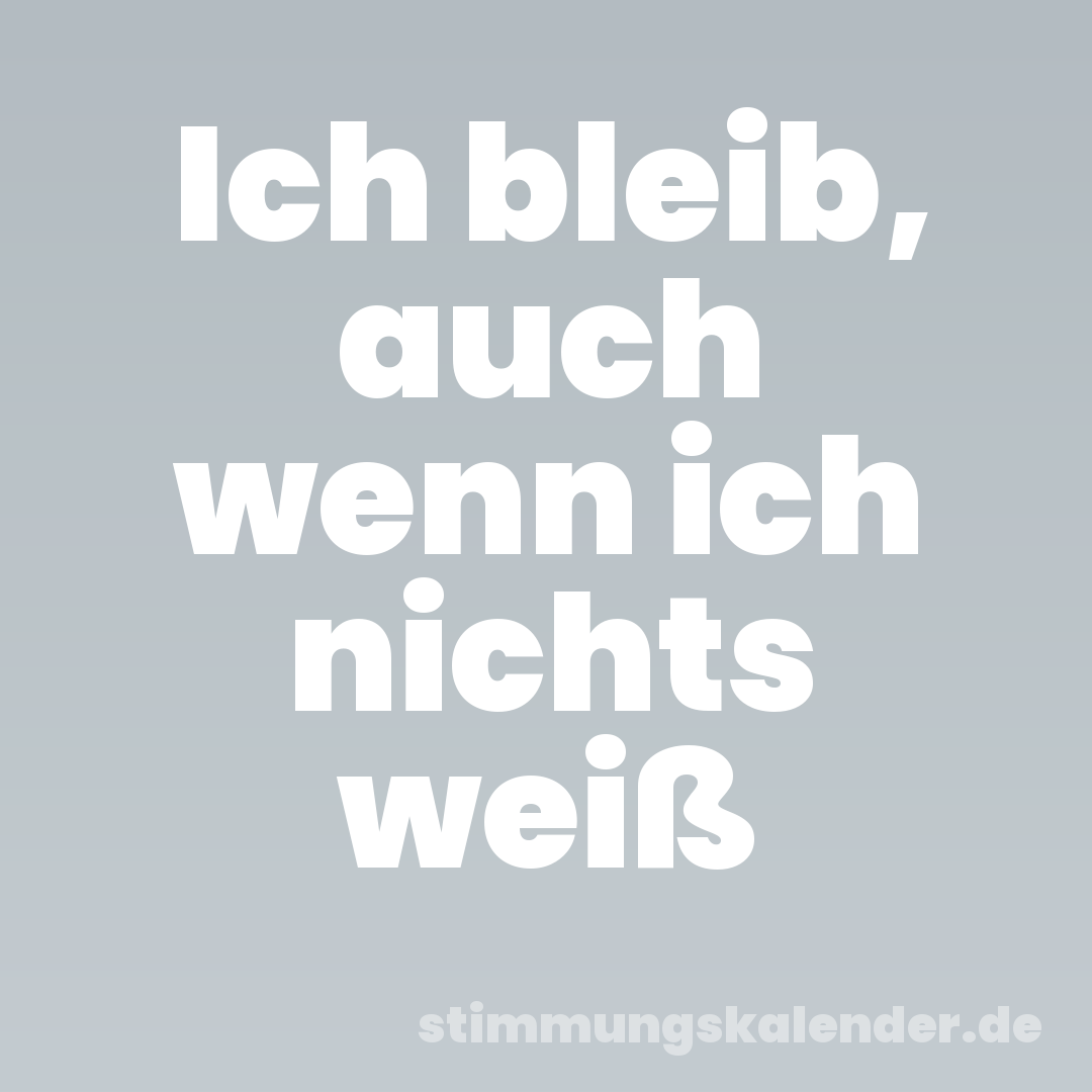 Ich bleib, auch wenn ich nichts weiß