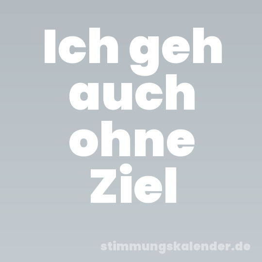 Ich geh auch ohne Ziel