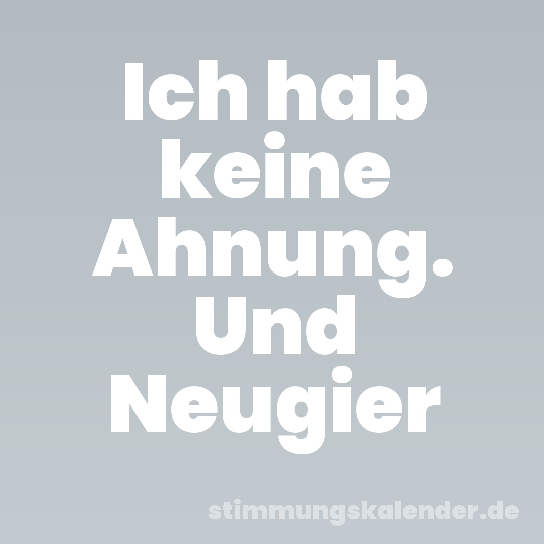 Ich hab keine Ahnung. Und Neugier